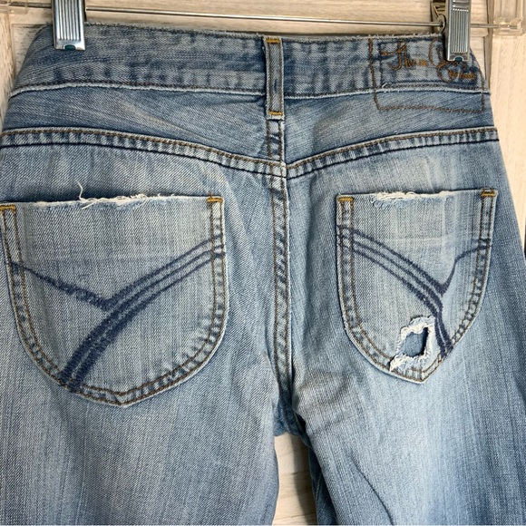 Vintage Three Girls by Fossil Rare Light Wash Distressed Boot Cut Denim Jeans 25 - Picture 6 of 11